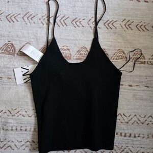 Zara Black Ribbed Camisole Top